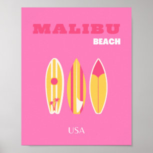 Malibu, Malibu Beach, Kalifornien, Preppy, Rosa Poster