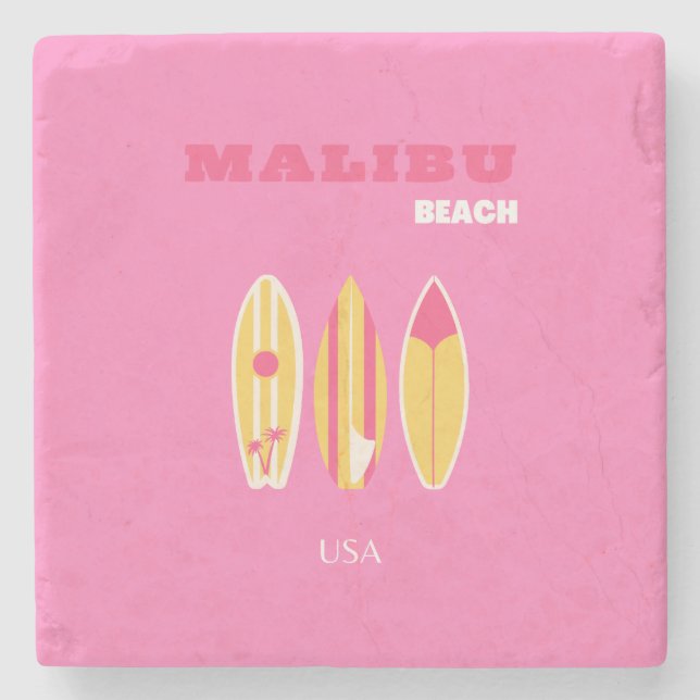 Malibu, Malibu Beach, Kalifornien, Preppy, Rosa Stenunderlägg (Framsidan)