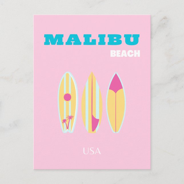 Malibu, Malibu Beach, Preppy, Preppy Girl, Rosa Helg Vykort (Framsida)