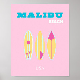 Malibu, Malibu Beach, Preppy, Preppy Girl, Rosa Poster