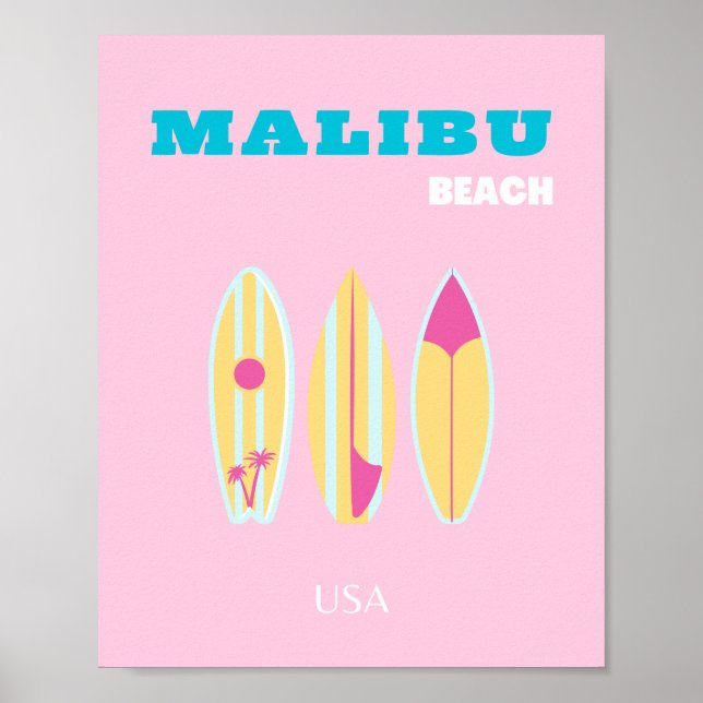 Malibu, Malibu Beach, Preppy, Preppy Girl, Rosa Poster (Framsidan)