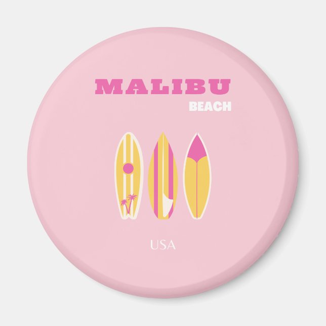 Malibu, Malibu Beach, Preppy, Rosa Magnet (Framsidan)