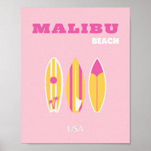Malibu, Malibu Beach, Preppy, Rosa Poster