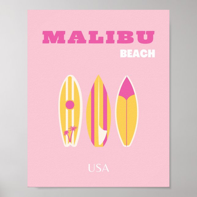 Malibu, Malibu Beach, Preppy, Rosa Poster (Framsidan)