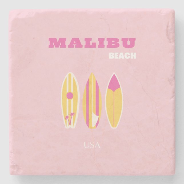 Malibu, Malibu Beach, Preppy, Rosa Stenunderlägg (Framsidan)
