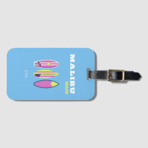 Malibu, Malibu Beach, Tropiskt, Preppy, Blue Bagagebricka