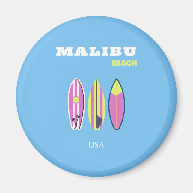 Malibu, Malibu Beach, Tropiskt, Preppy, Blue Magnet (Framsidan)