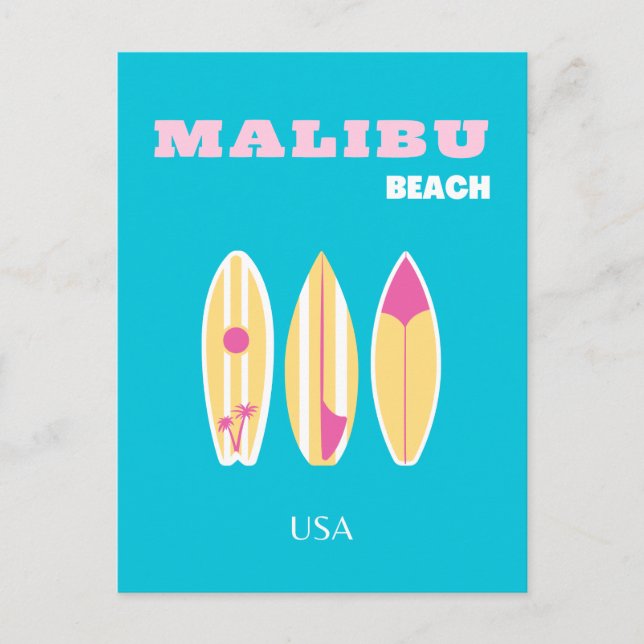 Malibu, Malibu Beach, Tropiskt, Preppy, Preppy Art Helg Vykort (Framsida)