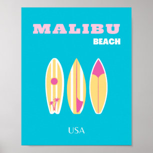 Malibu, Malibu Beach, Tropiskt, Preppy, Preppy Art Poster