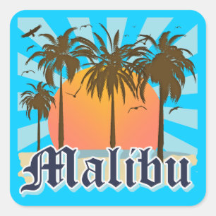 Malibu strand Kalifornien CA Fyrkantigt Klistermärke