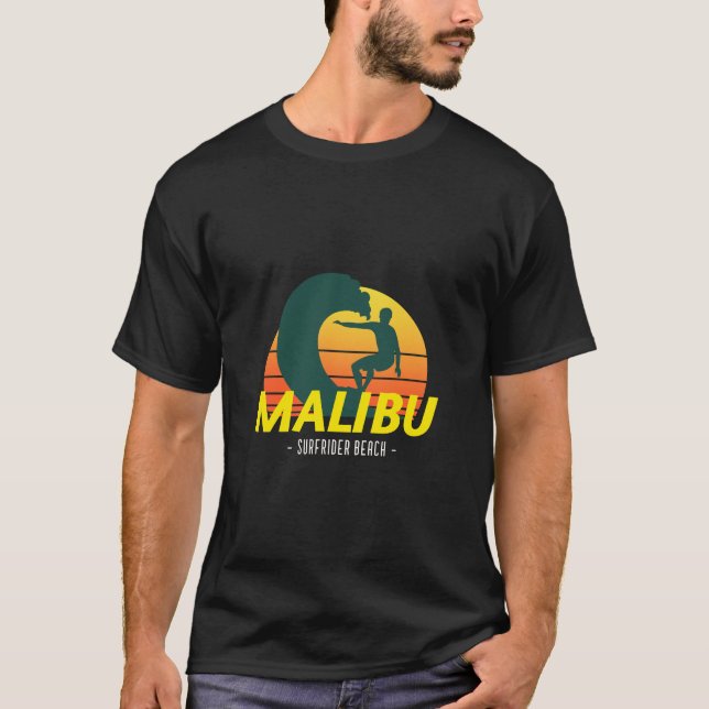 Malibu-strandsurfplats T Shirt (Framsida)