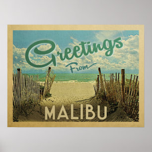 Malibu strandvintage resor poster