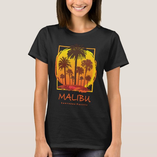 Malibu Sunset Handflatan Summer Beach Vibes Tropic T Shirt (Framsida)