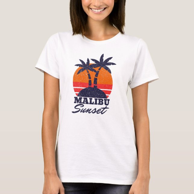 Malibu Sunset Retro Vintage T-shirt (Framsida)