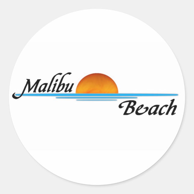 Malibu Sunset Runt Klistermärke (Framsida)