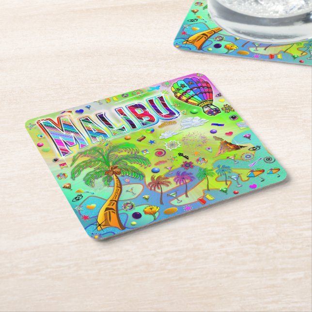 Malibu Tidlös Melodi Coaster Underlägg Papper Kvadrat (Vinklad)