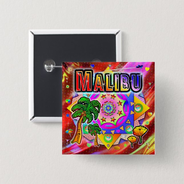 Malibu Tropical Friends Button Knapp (Framsida & baksida)