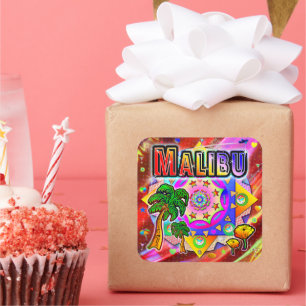 Malibu Tropical Friends Sticker Fyrkantigt Klistermärke