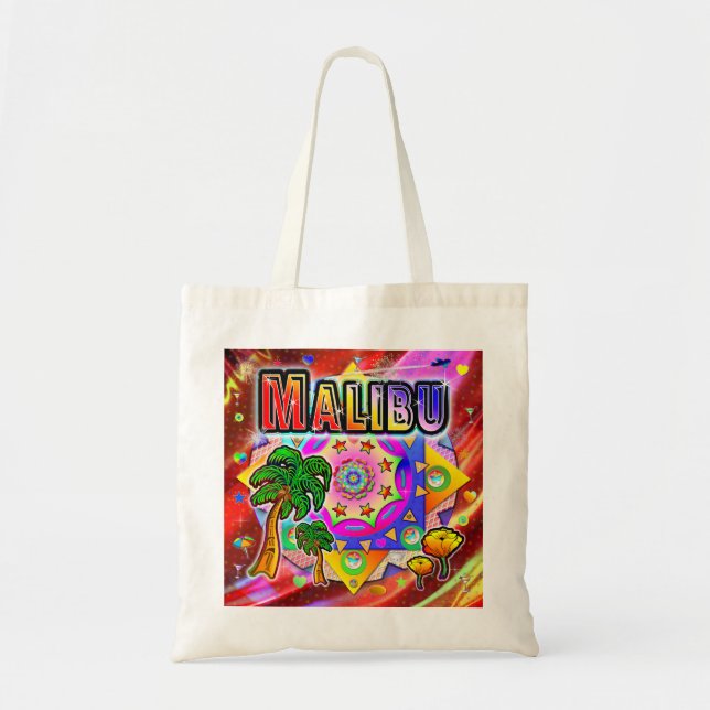 Malibu Tropical Friends Tote Bag Tygkasse (Framsidan)