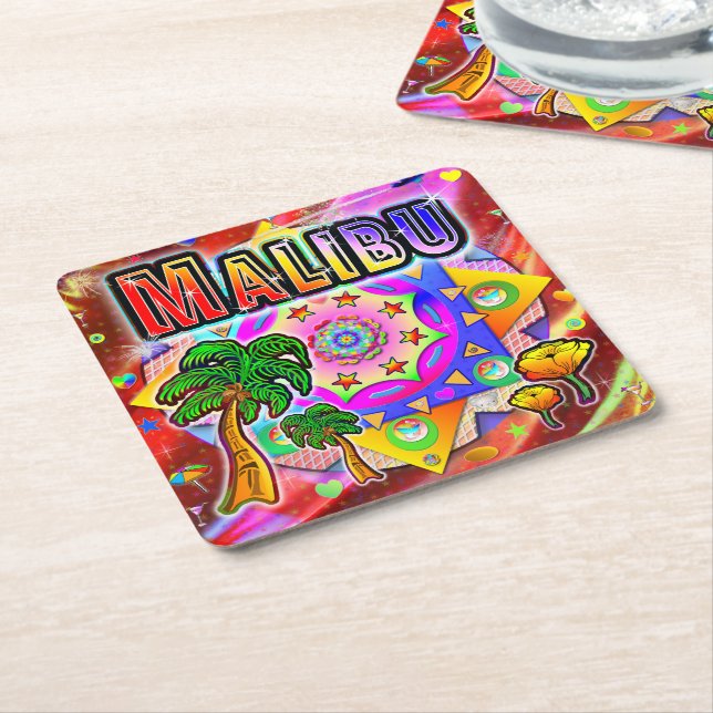 Malibu Tropical Friends Underlägg Papper Kvadrat (Vinklad)