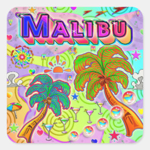 Malibu Vacation - målmärke Fyrkantigt Klistermärke