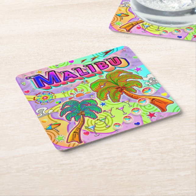 Malibu Vacation Target Underlägg Papper Kvadrat (Vinklad)