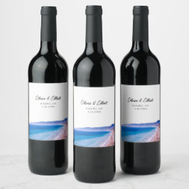 Malibu Wedding Favor Personlig Vin-etikett Vinflaska Etikett