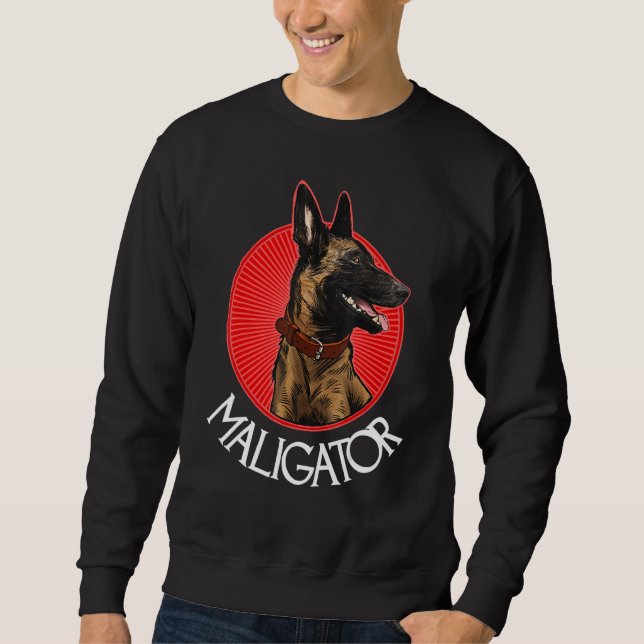 Maligator Belgian Malinois Lång Ärmad Tröja (Framsida)