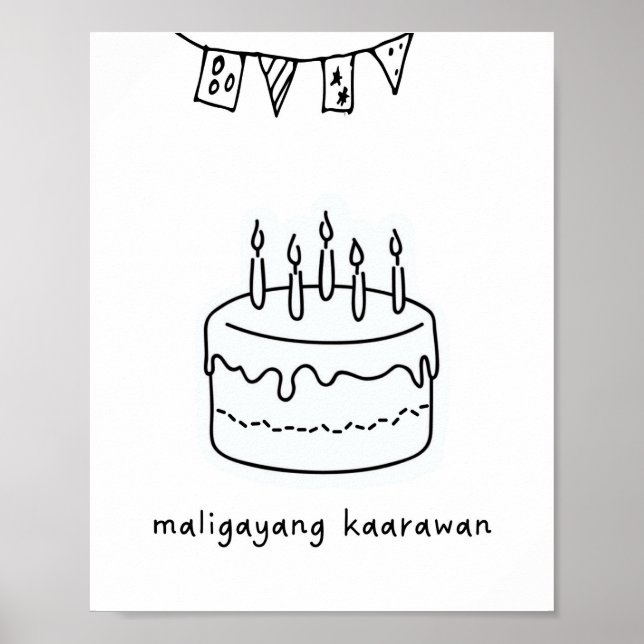 Maligayang Kaarawan Filipino Birthday Gift Skriv u Poster (Framsidan)