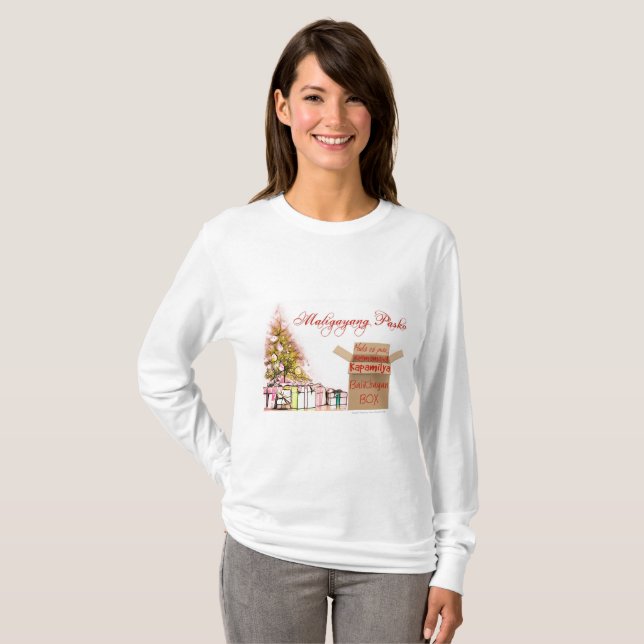 Maligayang Pasko betyder god jul T-shirt (Hel framsida)