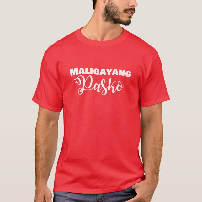 Maligayang Pasko Filipino Julafton Funny Helgdag T Shirt (Framsida)