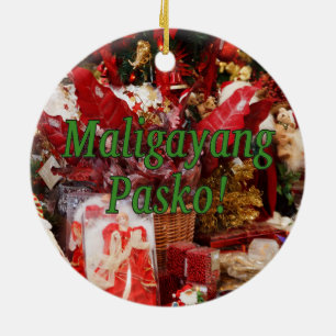 Maligayang Pasko! God jul i Tagalog gf Julgransprydnad Keramik