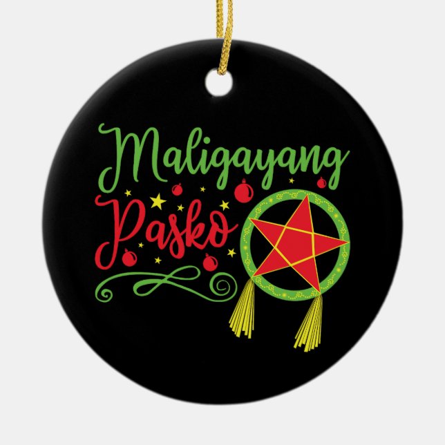 Maligayang Pasko jul Filipino Filippinerna Julgransprydnad Keramik (Framsidan)