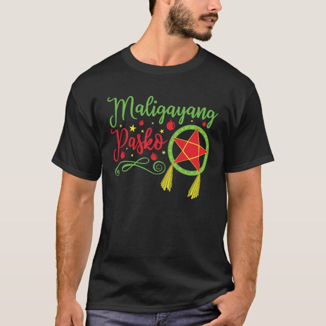 Maligayang Pasko jul Filipino Filippinerna T Shirt (Framsida)