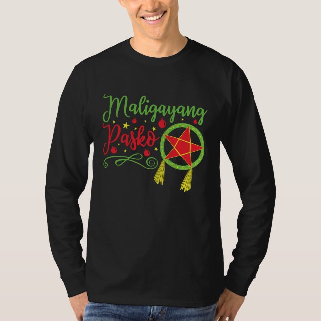 Maligayang Pasko jul Filipino Filippinerna T Shirt (Framsida)
