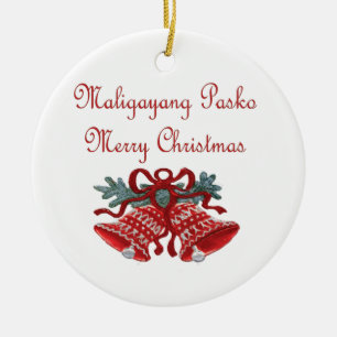 Maligayang Pasko Julgransprydnad Keramik