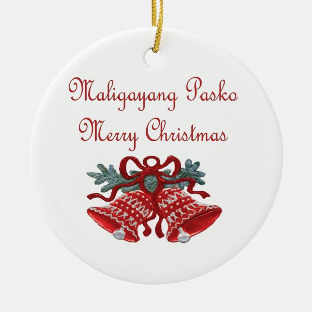 Maligayang Pasko Julgransprydnad Keramik (Framsidan)