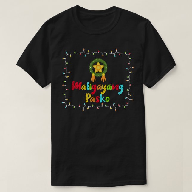 Maligayang Pasko Parol Light Filipino jul T Shirt (Design framsida)