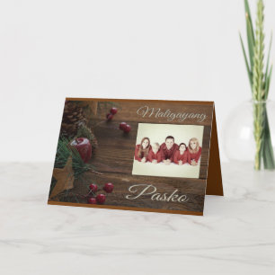 Maligayang Pasko vintage "röd och brun" Helgkort