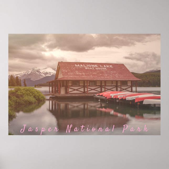 Maligne Sjö Boathouse Poster (Framsidan)