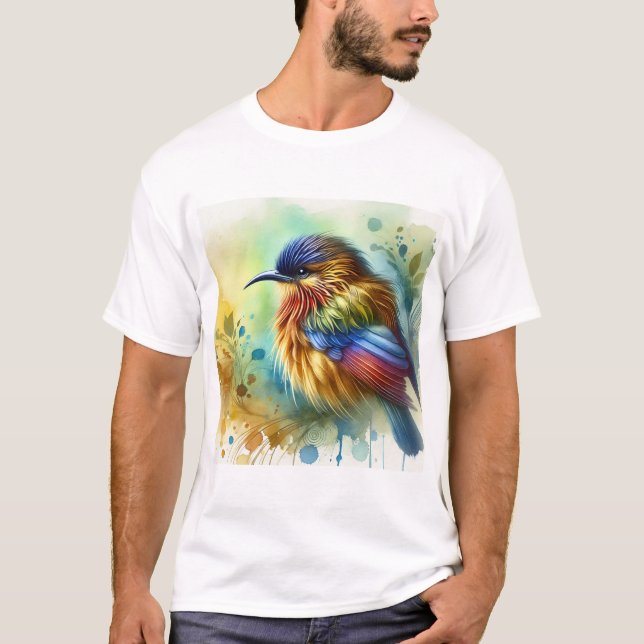 Malimbe Bird 101024AREF112 - Watercolor T Shirt (Framsida)