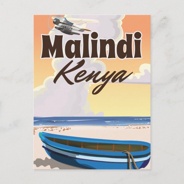 Malindi Kenya Vintage Semester Affisch Vykort (Framsida)