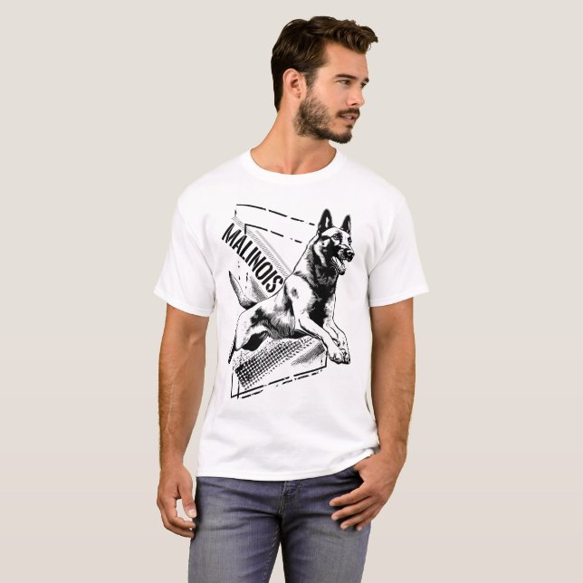 Malinois - belgisk shepherd -Mechelaar T Shirt (Hel framsida)