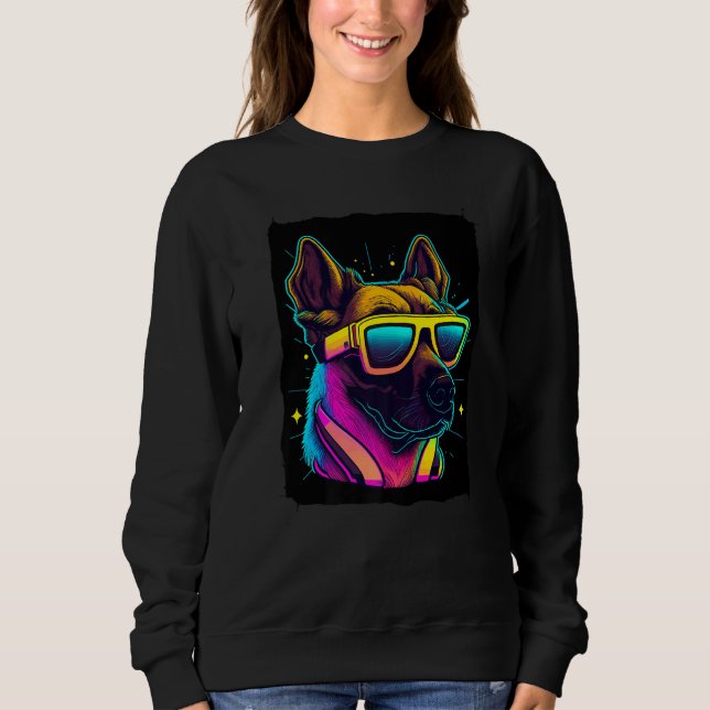 Malinois Dog with Sunglasses Premium T Shirt (Framsida)