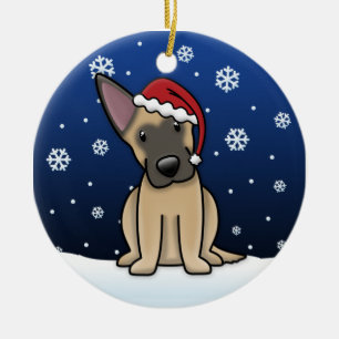Malinois för Kawaii tecknadbelgare jul Julgransprydnad Keramik