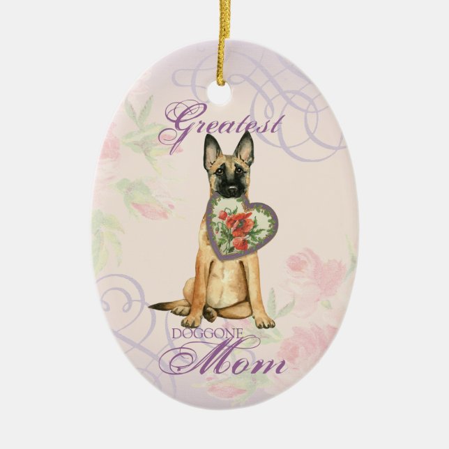 Malinois Heart Mamma Ceramic Ornament (Framsidan)