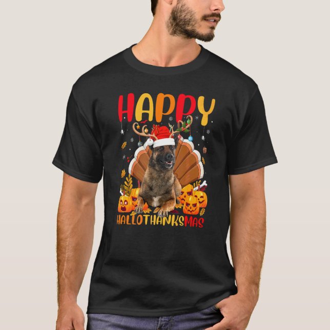 Malinois Hund  Glad Malinois Hellothanksmas T Shirt (Framsida)