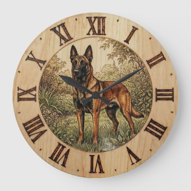 Malinois Hund Väggur – Hem Inredning (Framsida)