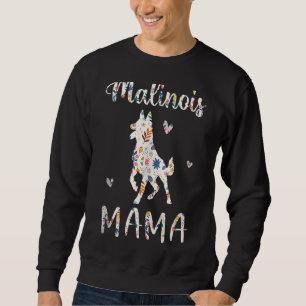 Malinois Mamma Blommigt Hund Mamma Kärlek Mors dag Lång Ärmad Tröja