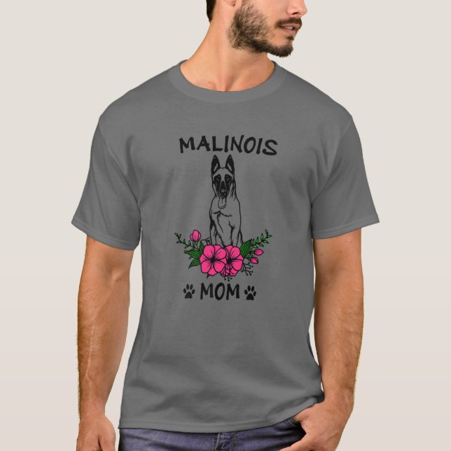 Malinois Mamma Mor Cute Vår Blommigt Flower T Shirt (Framsida)